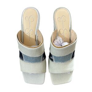 Jessica Simpson Aisha Wedge Light Vintage Combo Denim Patchwork Sandals Size 7.5